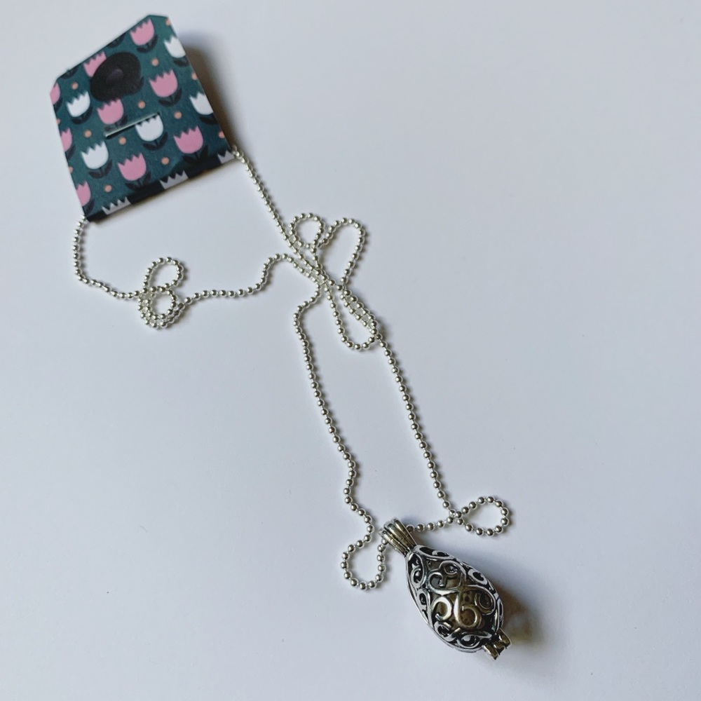 Silver Necklace + Lava Bead charm! Aromatherapy 💙